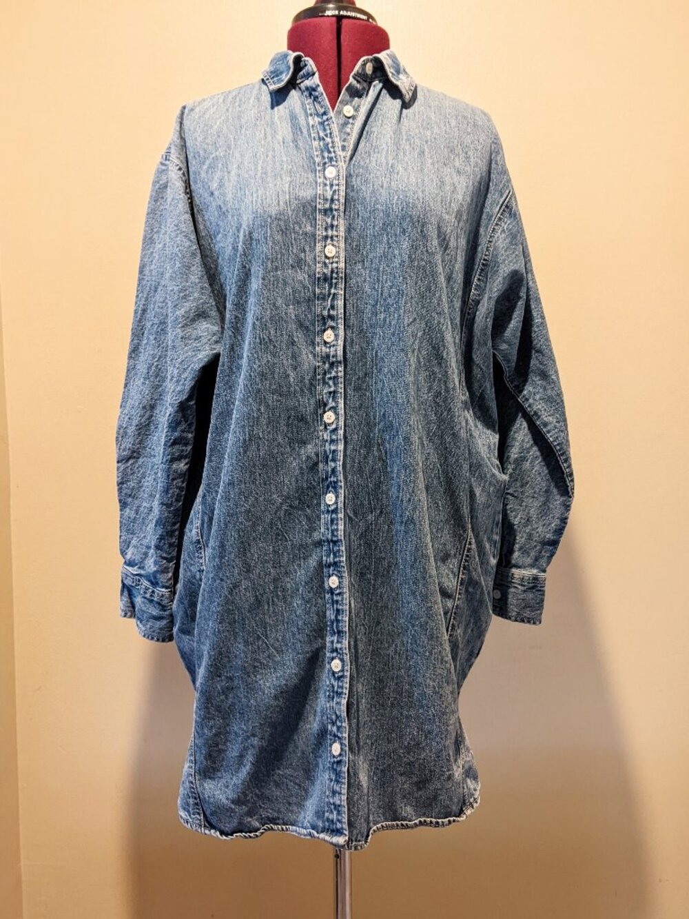 Universal Thread Denim long sleeve button-front Mini Shirt Dress Size Small